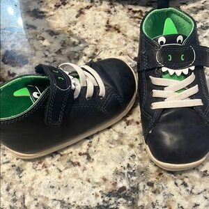 Navy Blue Kids Shoes with Dinosaur Design